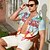 economico Cibo &amp; Bevande-Per uomo Albero di Cocco Lettera Bere Camicia Camicia hawaiana estiva Camicia Aloha Maniche Corte Camicia Collo ripiegato Tropicale Moda Hawaiano All'aperto Streetwear Casuale Blu Bianco Blu marino