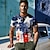 Χαμηλού Κόστους ανδρικό μπλουζάκι henley-Γραφική Αμερικανική σημαία των ΗΠΑ Αθλήματα Μοντέρνα Ρετρό / Βίντατζ Ανδρικά 3D εκτύπωση Μπλουζάκι Πουκάμισο Henley Δρόμος Causal Καθημερινά Κοντομάνικη μπλούζα Ουράνιο Τόξο Κοντομάνικο Χένλι