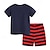 preiswerte Sets-2 Stück Baby Jungen T-Shirt &amp; Shorts Outfit Graphic Kurzarm Set Schulanfang Modisch Täglich Sommer Frühling 3-7 Jahre 2254