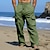 cheap Linen Pants-Men&#039;s Cargo Pants Linen Pants Trousers Summer Pants Drawstring Multi Pocket Straight Leg Plain Comfort Breathable Outdoor Daily Going out Fashion Casual Black White
