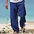 Χαμηλού Κόστους λινό παντελόνι-Ανδρικά Λευκά παντελόνια Παντελόνια Καλοκαίρι παντελόνι Παντελόνι παραλίας Κορδόνι Ελαστική μέση Ισιο πόδι Σκέτο Άνεση Γιόγκα Καθημερινά Μοντέρνα Κομψό στυλ street Βαθυγάλαζο Μαύρο