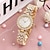 preiswerte Quarz-Uhren-Damen Quarz uhr Diamant Mit Kette Bling Armbanduhr Chronograph Dekoration Edelstahl Beobachten