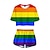 preiswerte Cosplay-Anime-Kapuzenpullover und T-Shirts für den Alltag-LGBT LGBTQ Regenbogenfahne Austattungen T-Shirt-Ärmel Kurze Hosen Regenbogen Grafik Für Damen Erwachsene Karneval Maskerade 3D-Druck Pride Parade Pride-Monat