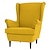 رخيصةأون IKEA أغلفة-غطاء كرسي Strandmon مصنوع من القطن بنسبة 100% بظهر مجنح وأغطية منزلقة مبطنة بلون موحد من سلسلة IKEA