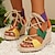 cheap Women&#039;s Sandals-Women&#039;s Stylish Colorblock Sandals Lace Up Platform Hollow Out Vacation Shoes Peep Toe Espadrilles Wedge Shoes