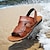 voordelige Herensandalen-Voor heren Sandalen Platte sandalen Leer Ademend Comfortabel Anti-slip Gesp Zwart Bruin
