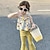 tanie Zestawy-2 elementy Dzieci Dla dziewczynek Graficzny Komplet spodni Zestaw Bez rękawów Moda Na zewnątrz 3-7 lat Lato Żółty