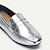 billige Flate sko til kvinner-Dame Flate sko Store størrelser Klassiske Loafers Myke sko Daglig Flat hæl Rund Tå Klassisk Fritid Komfort Fuskelær Tøfler Sølv Mandel Svart