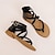 cheap Women&#039;s Sandals-Women&#039;s Sandals Summer Flat Gladiator T-Strap Sandals Roman Sandal Shoes Open Toe Shoes Thong Flip Flop Casual Beach Shoes Hollow Black Apricot Brown
