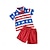 billiga Kläder för pojkar-3-delad toddler boys kortärmad independence day 4:e juli t-shirt med stjärnrandiga tryck