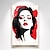 billige Oliemalerier-håndlavet ansigt med én linje - en kvinde med røde læber og sort hår oliemaleri håndmalede abstrakte moderne boligindretningsmalerier uden ramme