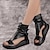baratos Sandálias de mulher-Sandálias plataforma de cunha feminina sandálias romanas com zíper traseiro plataforma sola macia sapatos cortados laterais vermelho marrom sandálias pretas