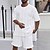 baratos Conjuntos de camisetas básicas masculinas-Homens Ternos-Camiseta Roupas de 2 peças Camiseta e Shorts Manga Curta Gola Redonda Verão Tecido Moda Casual 2 Peças Férias Roupa Diária Para Noite Preto Branco Caqui Top Tee para Homens