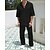 baratos Conjuntos de camisetas básicas masculinas-Homens Ternos-Camiseta Roupas de 2 peças Camiseta e Shorts Manga Curta Aberto para a Lateral Verão Tecido Moda Casual 2 Peças Férias Roupa Diária Para Noite Preto Azul Marron Top Tee para Homens