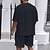 baratos Conjuntos de camisetas básicas masculinas-Homens Ternos-Camiseta Roupas de 2 peças Camiseta e Shorts Manga Curta Gola Redonda Verão Tecido Moda Casual 2 Peças Férias Roupa Diária Para Noite Preto Branco Caqui Top Tee para Homens