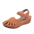billiga Avslappnade sandaler-dam retro kil sandaler enfärgad sluten tå utskurna skor casual slingback sandaler svart blå orange