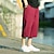cheap Retro-Men's Linen Pants Capri Pants Summer Pants Beach Pants Pocket Drawstring Elastic Waist Plain Comfort Breathable Calf-Length Vacation Daily Holiday Hawaiian Boho Black White