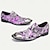 cheap Men&#039;s Slip-ons &amp; Loafers-Men&#039;s Premium Cowhide Leather Punk Style Shoes - Purple Pattern Slip-On with Buckle and Metal Toe Cap