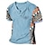 billige herre henley t-shirt-Herre T-shirt Henley-skjorte Grafisk Farveblok Tribal V-hals Tøj 3D-udskrivning udendørs Daglig Kortærmet Trykt mønster Designer Etnisk Klassisk Afslappet