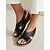 abordables Sandales Confort-Femme Mules Sandales Compensées Confort Cuir microbien Boucle Noir Bleu Marron