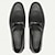 cheap Men&#039;s Slip-ons &amp; Loafers-Men&#039;s Dress Classic Black Leather Loafers with Sleek Metal Bit Detail