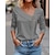 cheap Basic Women&#039;s Tops-Women&#039;s T shirt Tee Cotton Button Casual Daily Weekend Fashion Basic Long Sleeve V Neck Black Summer Spring