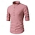 baratos Casual de negócios-Homens Camisa Social Camisa de colarinho chinês Camisa gola mandarim Camisa Popover Camisa casual Camisa de algodão Listrado Férias Havaiana Preto Branco Rosa Roxo Manga Longa Faixa Primavera &amp; Outono