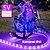お買い得  USBストリップライト-1メートル 2メートル 3M フレキシブルＬＥＤライトストリップ 60-300 LED 2835 SMD 8mm 1セット取付金具 1セット パープル LEDストリップライト ハロウィーン 屋外 防水 USBパワード バッテリー駆動