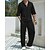 baratos Conjuntos de camisetas básicas masculinas-Homens Ternos-Camiseta Roupas de 2 peças Camiseta e Shorts Manga Curta Aberto para a Lateral Verão Tecido Moda Casual 2 Peças Férias Roupa Diária Para Noite Preto Azul Marron Top Tee para Homens
