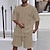 baratos Conjuntos de camisetas básicas masculinas-Homens Ternos-Camiseta Roupas de 2 peças Camiseta e Shorts Manga Curta Gola Redonda Verão Tecido Moda Casual 2 Peças Férias Roupa Diária Para Noite Preto Branco Caqui Top Tee para Homens