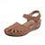 billiga Avslappnade sandaler-dam retro kil sandaler enfärgad sluten tå utskurna skor casual slingback sandaler svart blå orange