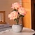 abordables Luces decorativas-Lámpara de mesa con flores de San Valentín, luz de noche LED 3D con forma de rosa, luces de mesa, simulación de flores con jarrón, adornos de lámpara de mesa para decoración del hogar, sala de estar, dormitorio, 1 pieza