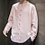 cheap Business Casual-Men&#039;s Shirt Linen Shirt Chinese Collar Shirt Mandarin Collar Shirt Casual Shirt Button Up Shirt Plain Vacation Hawaiian Black White Light Green Pink Long Sleeve Grandad Collar Spring &amp;  Fall Clothing