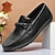 cheap Men&#039;s Slip-ons &amp; Loafers-Men&#039;s Dress Classic Black Leather Loafers with Sleek Metal Bit Detail