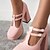 preiswerte Absatzschuhe für Damen-Damen Absätze Weiße Schuhe Täglich Schnalle Blockabsatz Quadratischer Zeh Modisch Minimalismus Mikrobielles Leder Schnalle Schwarz Weiß Rosa