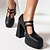 preiswerte Absatzschuhe für Damen-Damen Absätze Weiße Schuhe Täglich Schnalle Blockabsatz Quadratischer Zeh Modisch Minimalismus Mikrobielles Leder Schnalle Schwarz Weiß Rosa