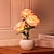 abordables Luces decorativas-Lámpara de mesa con flores de San Valentín, luz de noche LED 3D con forma de rosa, luces de mesa, simulación de flores con jarrón, adornos de lámpara de mesa para decoración del hogar, sala de estar, dormitorio, 1 pieza
