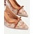 billiga Högklackade damskor-kvinnors beige och bruna broderade slingback klackar med rosettdetalj för sommaren och formella evenemang