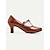 cheap Women&#039;s Heels-Women&#039;s Vintage Brown T-Strap Heels with Classic Design - Ideal for Office, Parties, and Formal Events