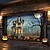 preiswerte Halloween Garagentorabdeckung-Halloween-Türdekorationen für draußen, Halloween-Garagentorabdeckung, Kürbis-Hexe-Banner, gruseliges Schloss, große Kulisse für den Urlaub, Garagentor für draußen, Wanddekoration für Zuhause