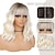 billige Festparykker-Ombre blond parykk med pannelugg kvinner 14 tommer skulderlengde kort bob bølgete krøllete parykk platina blond parykk varmebestandig syntetiske parykker halloween parykker
