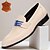 preiswerte Herren Pantoletten &amp; Slipper-Cremefarbene Loafer aus hochwertigem Rindsleder mit blauem Akzent für Herren – elegante und bequeme Slipper