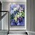 billige Blomster-/botaniske malerier-stor original kunst blomstrende orkide blomst oljemaleri abstrakt blå lilla gul blomst veggkunst stue dekor palett kniv maleri uinnrammet