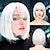 cheap Synthetic Trendy Wigs-Short White Bob Wig Bangs Straight White Wig for Women Natural Synthetic Short White Wig Bangs for Daily Party Cosplay Halloween