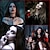 preiswerte Halloween-Maske &amp; Requisiten-4 Paar Halloween-Vampirzähne, 4 Größen, individuelle Reißzähne, Vampirzähne mit 1 Tube, Zahnpellets, Kleber für Cosplay-Party-Requisiten, Halloween-Party-Reißzähne, falsche Zahnprothesen