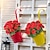 billige Kunstig blomst-kunstig rød pelargonium silkeblomster udendørs plantebusk 2 bundter kunstige blomster pelargonier til udendørs blomstret boligindretning indendørs have gårdhave vase grav kirkegård bord centerpieces