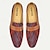 cheap Men&#039;s Slip-ons &amp; Loafers-Men&#039;s Loafers &amp; Slip-Ons Crochet Penny Loafers Classic Loafers Leather Italian Full-Grain Cowhide Nylon Woven Comfortable Slip Resistant Loafer Brown