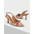 billiga Högklackade damskor-kvinnors beige och bruna broderade slingback klackar med rosettdetalj för sommaren och formella evenemang
