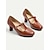 cheap Women&#039;s Heels-Women&#039;s Vintage Brown T-Strap Heels with Classic Design - Ideal for Office, Parties, and Formal Events