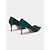 economico Formale-eleganti décolleté da donna in raso verde con fibbia in strass: perfette per matrimoni ed eventi formali
